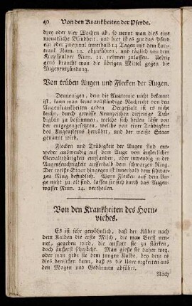 Von den Krankheiten des Hornviehes.