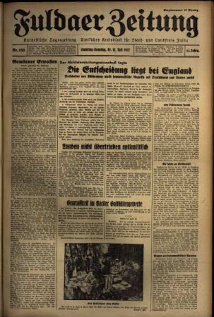 Erste Ausgabe vom Samstag, den 10. Juli 1937.