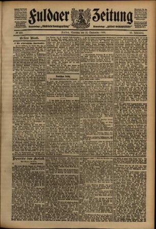 Erste Ausgabe vom Samstag, den 12. September 1908.