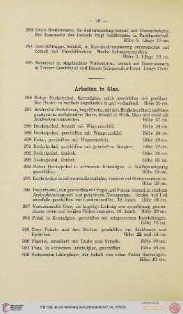 Arbeiten in Glas (Nr. 286-331)