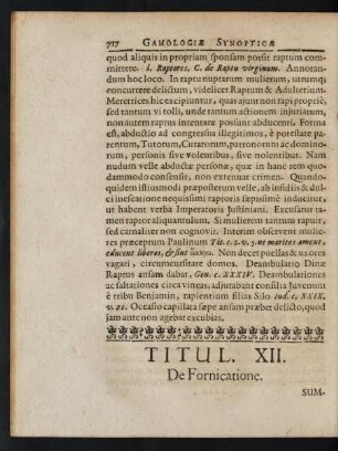 Titul. XII. De Fornicatione