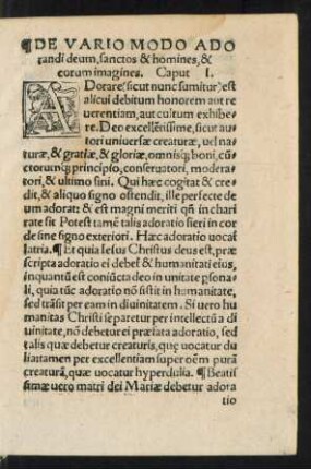 De Vario Modo Adorandi deum, sanctos et homines, & eorum imagines.