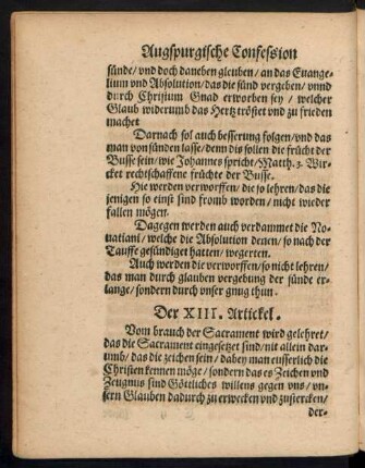 Der XIII. Artickel.