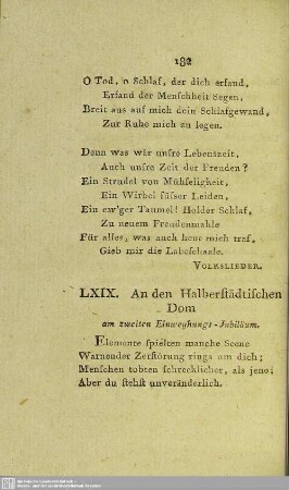 LXIX. An den Halberstädtischen Dom