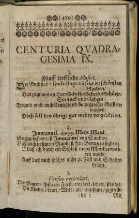Centuria Quadragesima IX.
