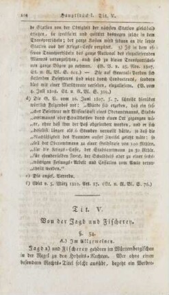 Tit. V. Von der Jagd und Fischerey