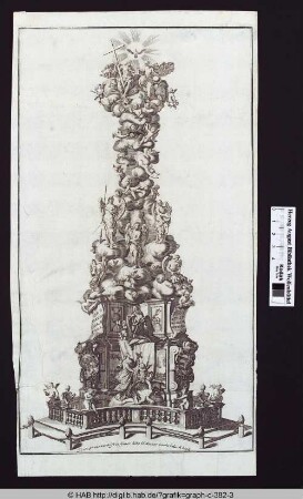 Die Pestsäule in Wien (mit Bildnis Kaiser Leopold I).