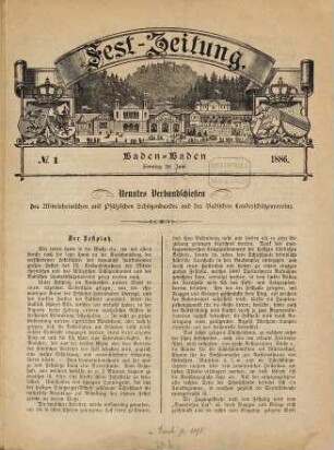 Fest-Zeitung : ... Verbandschießen des Mittelrheinischen und Pfälzischen Schützenbundes und des Badischen Landesschützenvereins. 9. 1886, 1/8