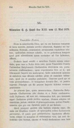 554-558 Allocution Sr. Heiligkeit Papst Leo's XIII. vom 12. Mai 1879