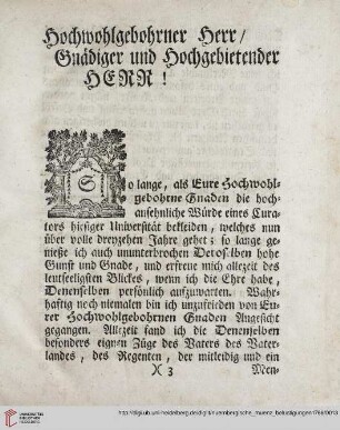 Hochwohlgebohrner Herr, Gnaediger und Hochgebietender HERR !