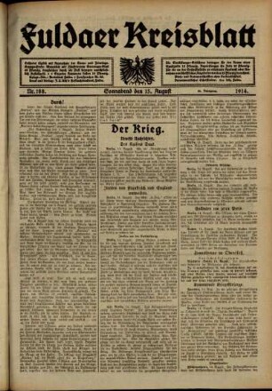 Ausgabe vom Samstag, den 15. August 1914.