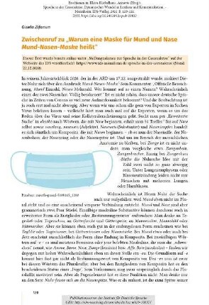 Zwischenruf zu „Warum eine Maske für Mund und Nase Mund-Nasen-Maske heißt“