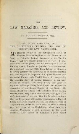 Law magazine and review : a quarterly review of jurisprudence. 20. 1894/95