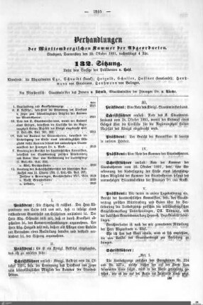 132. Sitzung, Stuttgart, 29.10.1891