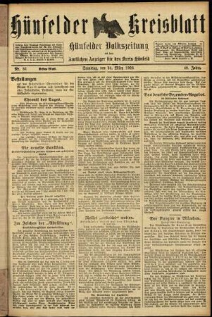Erste Ausgabe vom Samstag, den 24. März 1923.