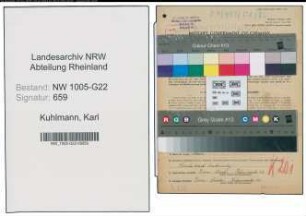 Entnazifizierung Karl Kuhlmann , geb. 04.11.1900 (Kaufmann)