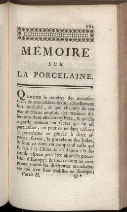 Mémoire Sur La Porcelaine.