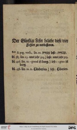 Der Günstige Leser beliebe diese vier Fehler zu verbessern