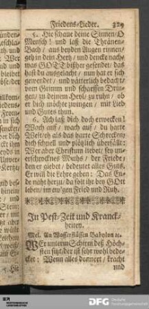 In Pest-Zeit und Kranckheiten.