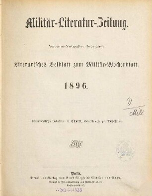 Militär-Literatur-Zeitung. 77. 1896