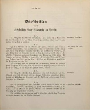 Vorschriften für die Königliche Bau-Akademie zu Berlin.