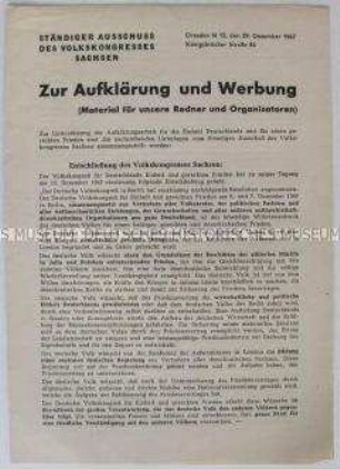 Schulungsmaterial für Referenten der Volkskongressbewegung