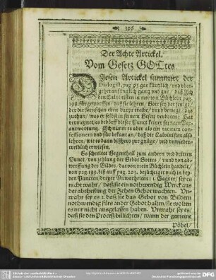 Der Achte Artickel. Vom Gesetz Gottes