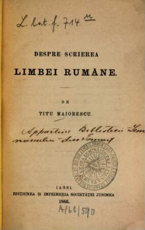 Despre scrierea limbei rumăne