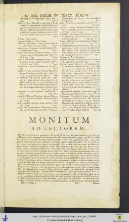Monitum Ad Lectorem.