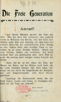 1. Jahrg. - Heft 1.