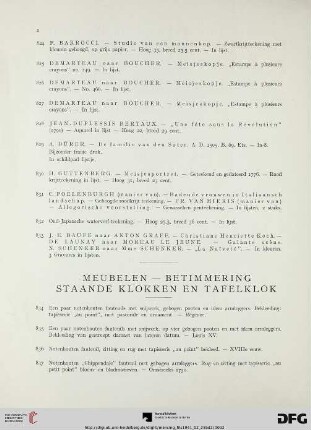 Meubelen – Betimmering – Staande klokken en tafelklok (Nr. 834-853)