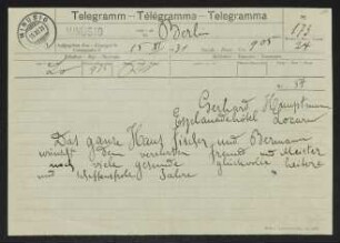 Brief von Hedwig Fischer, Samuel Fischer, Hildegard Fischer, Brigitte Bermann Fischer und Gottfried Bermann Fischer an Gerhart Hauptmann