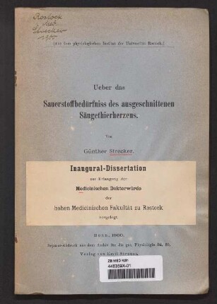 Ueber das Sauerstoffbedürfniss des ausgeschnittenen Säugethierherzens
