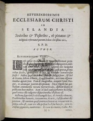 Reverendissimis Ecclesiarum Christi In Selandia
