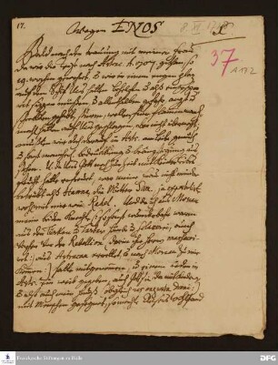 Bericht von Justus Samuel Scharschmidt an August Hermann Francke.