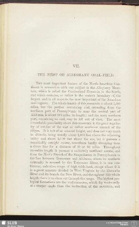 VII. The first of Alleghany coal-field