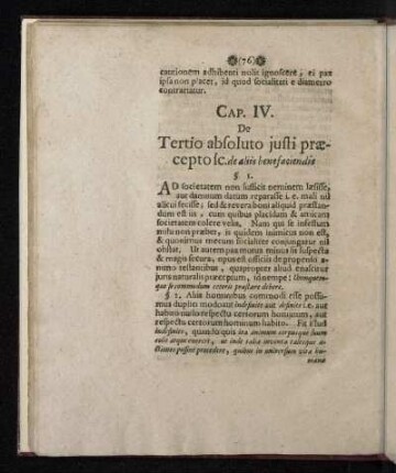 Cap. IV. De Tertio absoluto justi præcepto sc. de aliis benefaciendis.