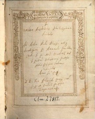 Amandi Pachler Salisburgensis ad Sanctum Petrum commentarii in logicam Aristotelis - BSB Clm 27817