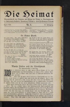 April 1921. Nr. 4. 31. Jahrgang.