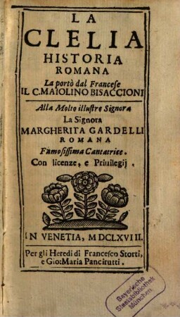 La Clelia : Historia Romana, [1]