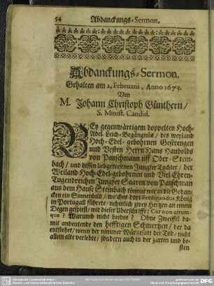 Abdankung : Abdanckungs-Sermon