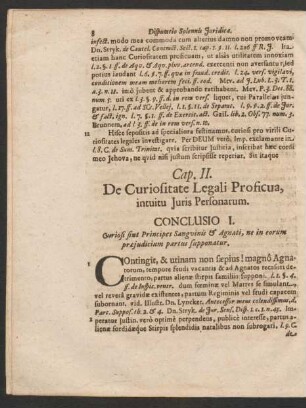 Cap. II. De Curiositate Legali Proficua, intuitu Iuris Personarum. Conclusio I. - Concl. XI.