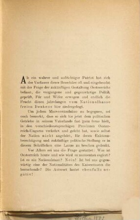 Oesterreichs Zukunft : (Unterzeichnet: Veritas.)