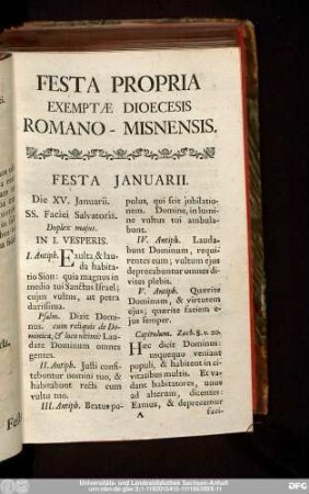 Festa Propria Exemptae Dioecesis Romano-Misnensis.