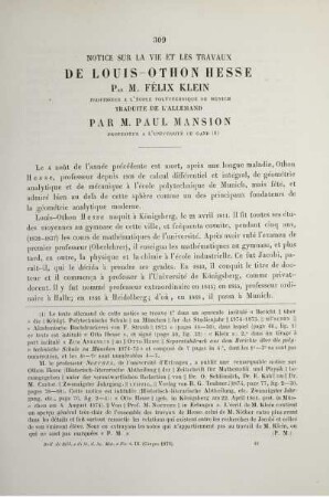 Notice sur la vie et les travaux de Louis-Othon Hesse.