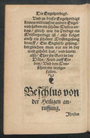Beschlus von der Heiligen anruffung.