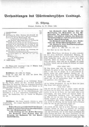 21. Sitzung, Stuttgart, 30.10.1920