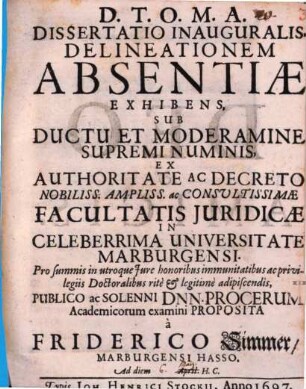 Diss. inaug. delineationem absentiae exhibens