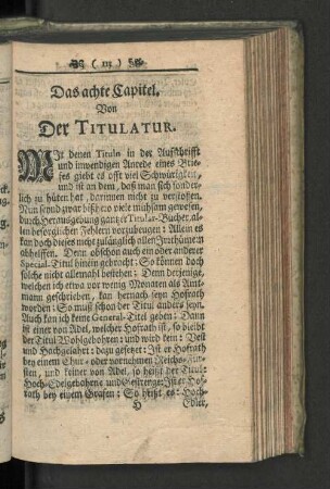 Das achte Capitel. Von Der Titulatur.