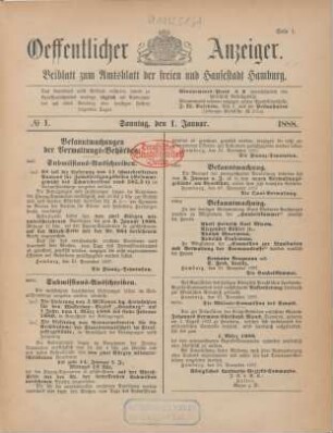 1. Januar-30. März 1888 = No. 1-76